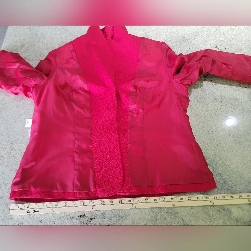 Le Suit Women Size 16 Pink Polyester Blazer Skirt Suit Lined Notch Collar 2PC - Picture 4 of 16